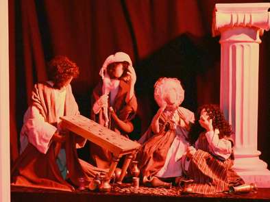 Im Tempel - Jesus wirft die Tische der Händler um